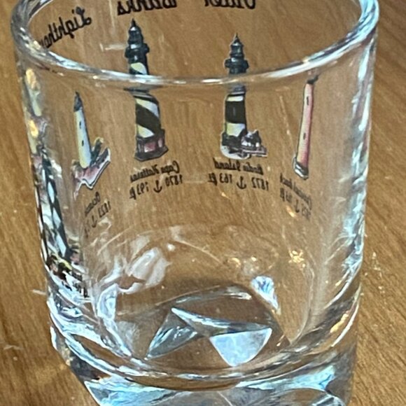 Outer Banks Lighthouses With Beveled Glass Bottom Clear Shot Glass - Picture 7 of 10
